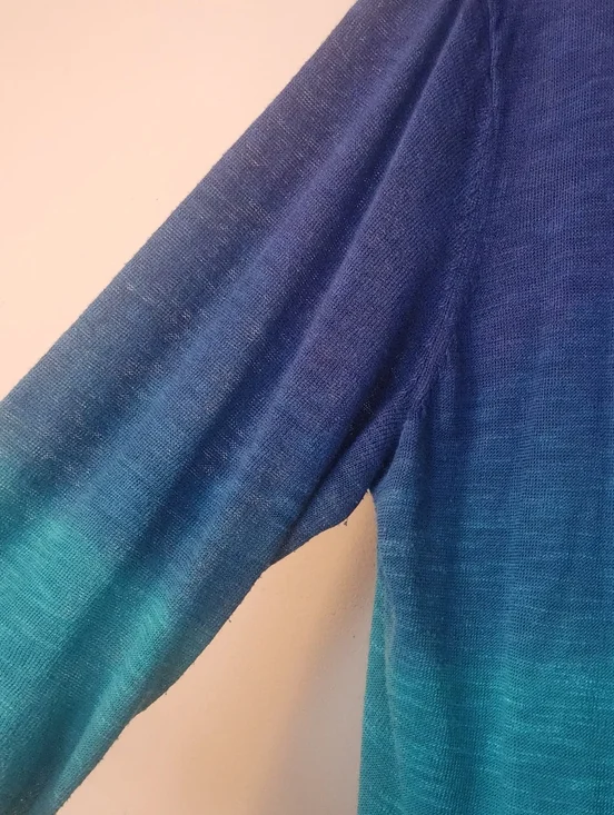 CJ Banks Gradient Blue to White Button-Front Women's Sweater - Picture 6 of 8